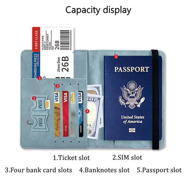 Portable leather travel passport holder